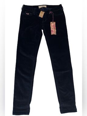Hollister Soft Black Velvet Skinny Low rise Jeggings Stretch Pants Juniors 3 W26